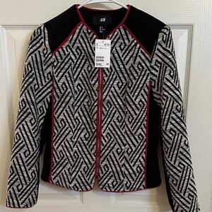 H&M Black and White Geometric Women's Blazer